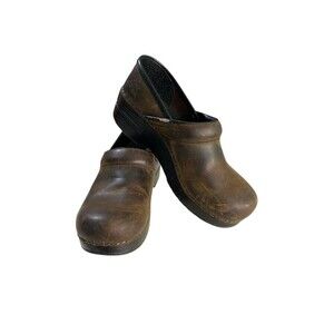 Dansko Professional Antique Brown Oiled Leather Clogs Women's Sz 37, 6.5 Comfort